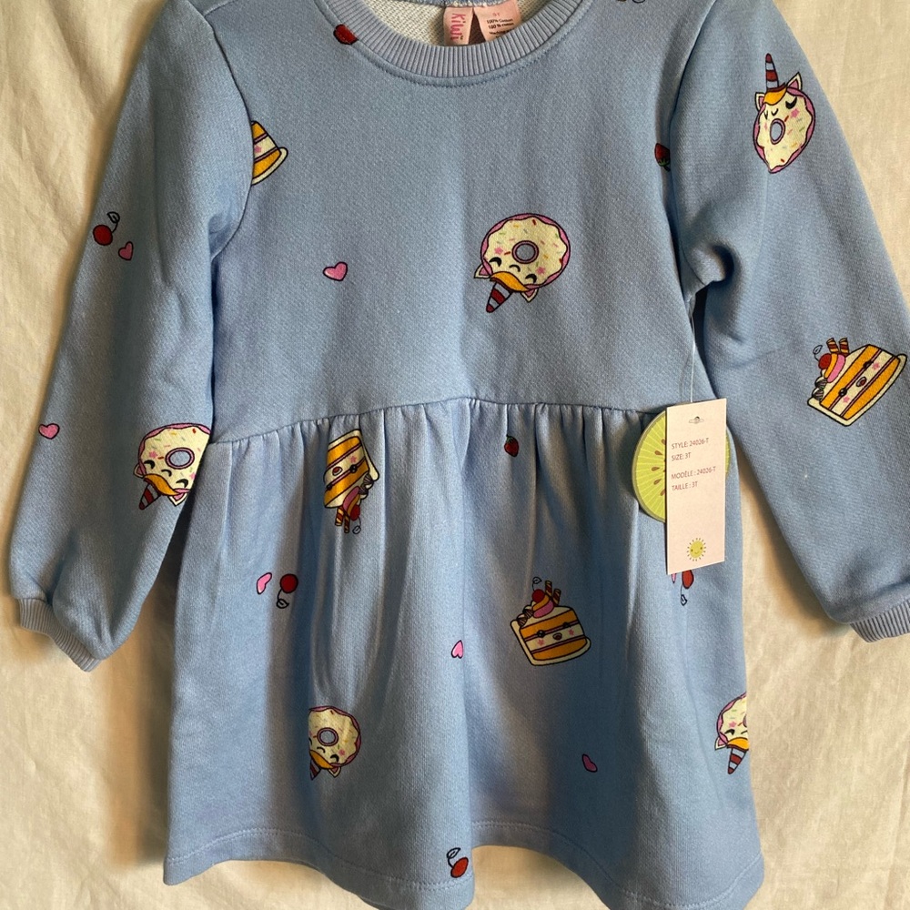 Light Blue Donut/Cake Print Toddler Dress